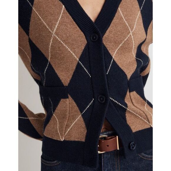 KULE The Twiggy Argyle Wool-Blend Cardigan - Picture 2 of 11